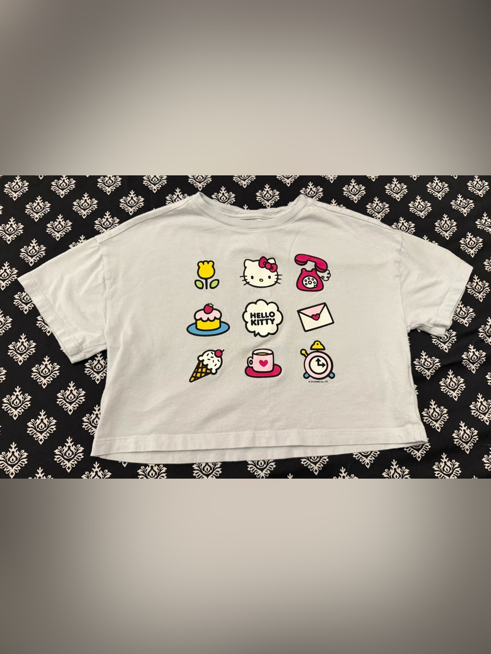 Old Navy Hello Kitty Sanrio Girls Crop T Shirt Size M 8 Blue 100% Cotton